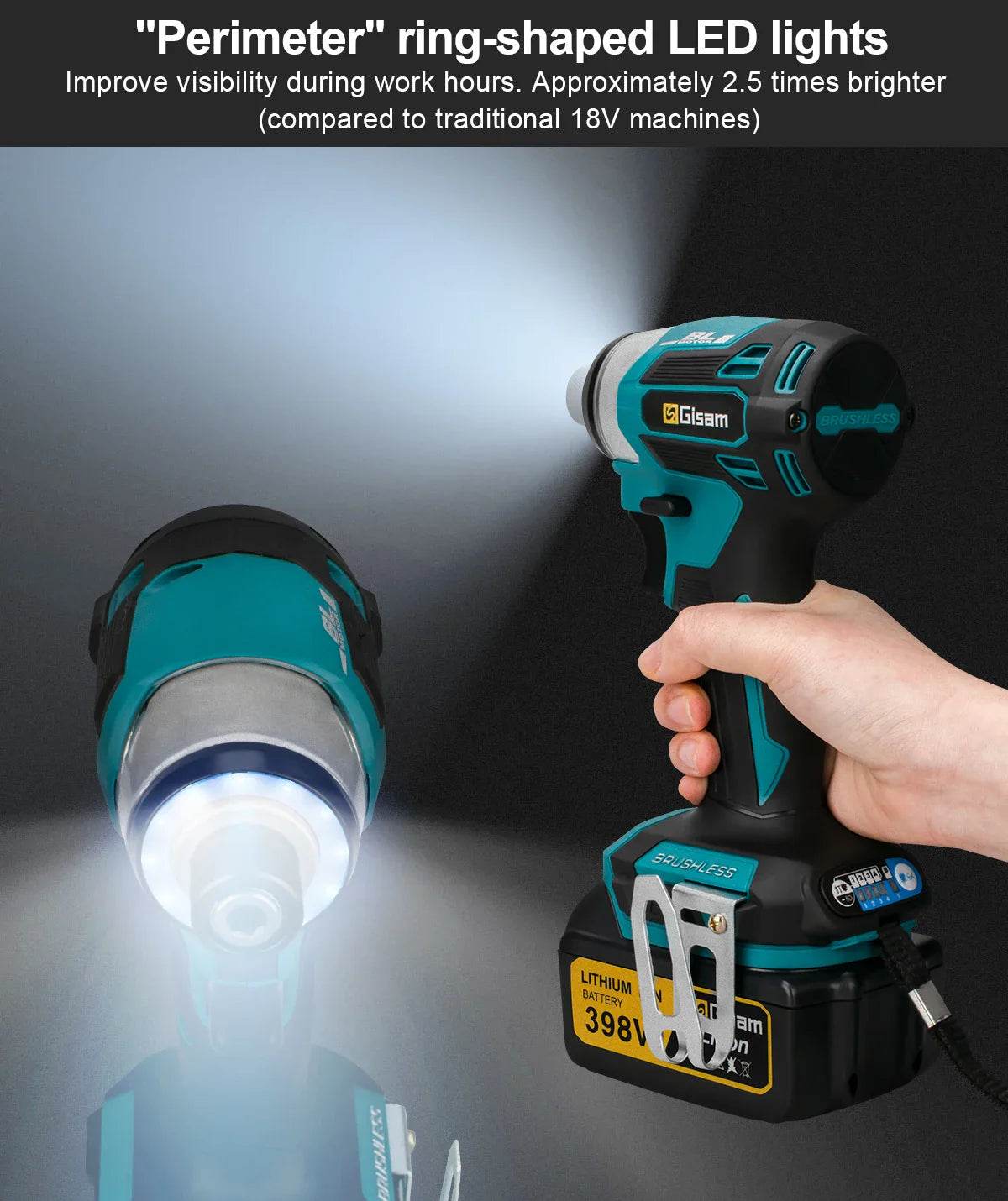 688N.m 8-Speed 1/4'' Brushless Electric Screwdriver Cordless Screwdriver Electric Drill Impact Driver Kit for Makita 18V Battery - Quality Shopping Centre