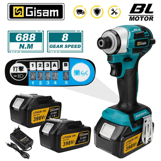 688N.m 8-Speed 1/4'' Brushless Electric Screwdriver Cordless Screwdriver Electric Drill Impact Driver Kit for Makita 18V Battery - Quality Shopping Centre