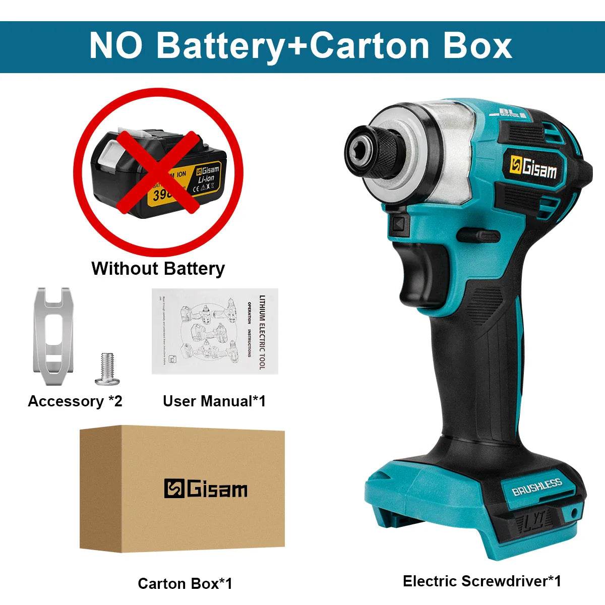 688N.m 8-Speed 1/4'' Brushless Electric Screwdriver Cordless Screwdriver Electric Drill Impact Driver Kit for Makita 18V Battery - Quality Shopping Centre