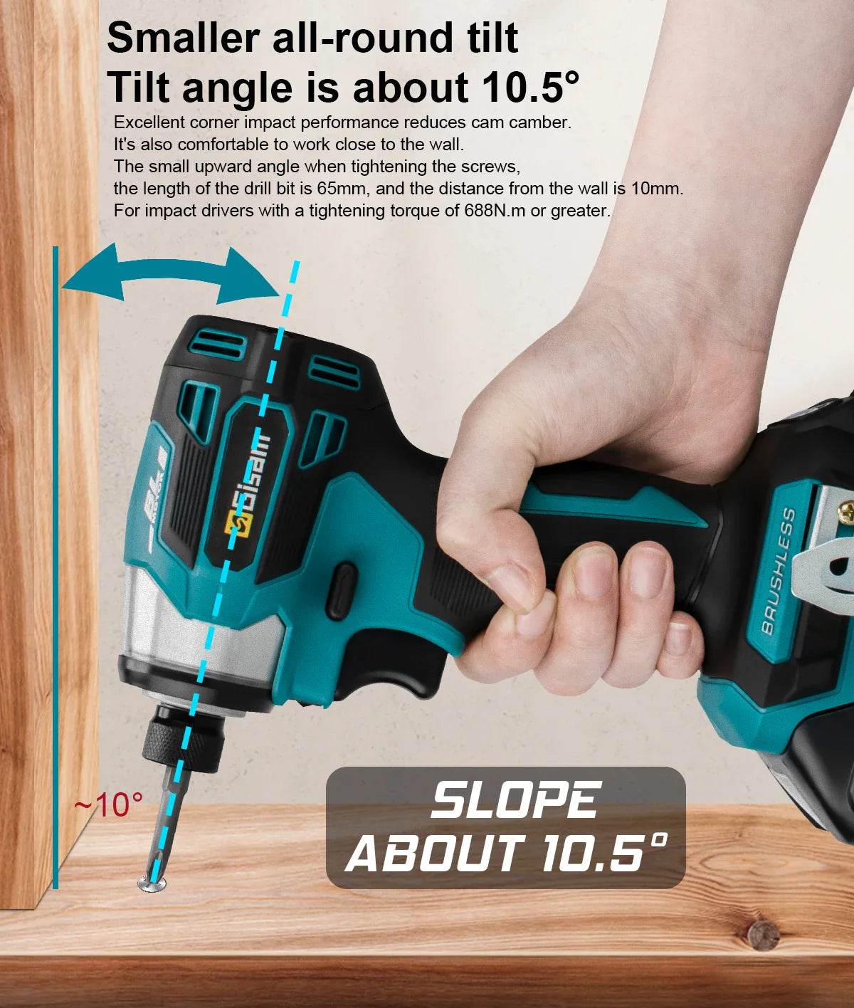 688N.m 8-Speed 1/4'' Brushless Electric Screwdriver Cordless Screwdriver Electric Drill Impact Driver Kit for Makita 18V Battery - Quality Shopping Centre
