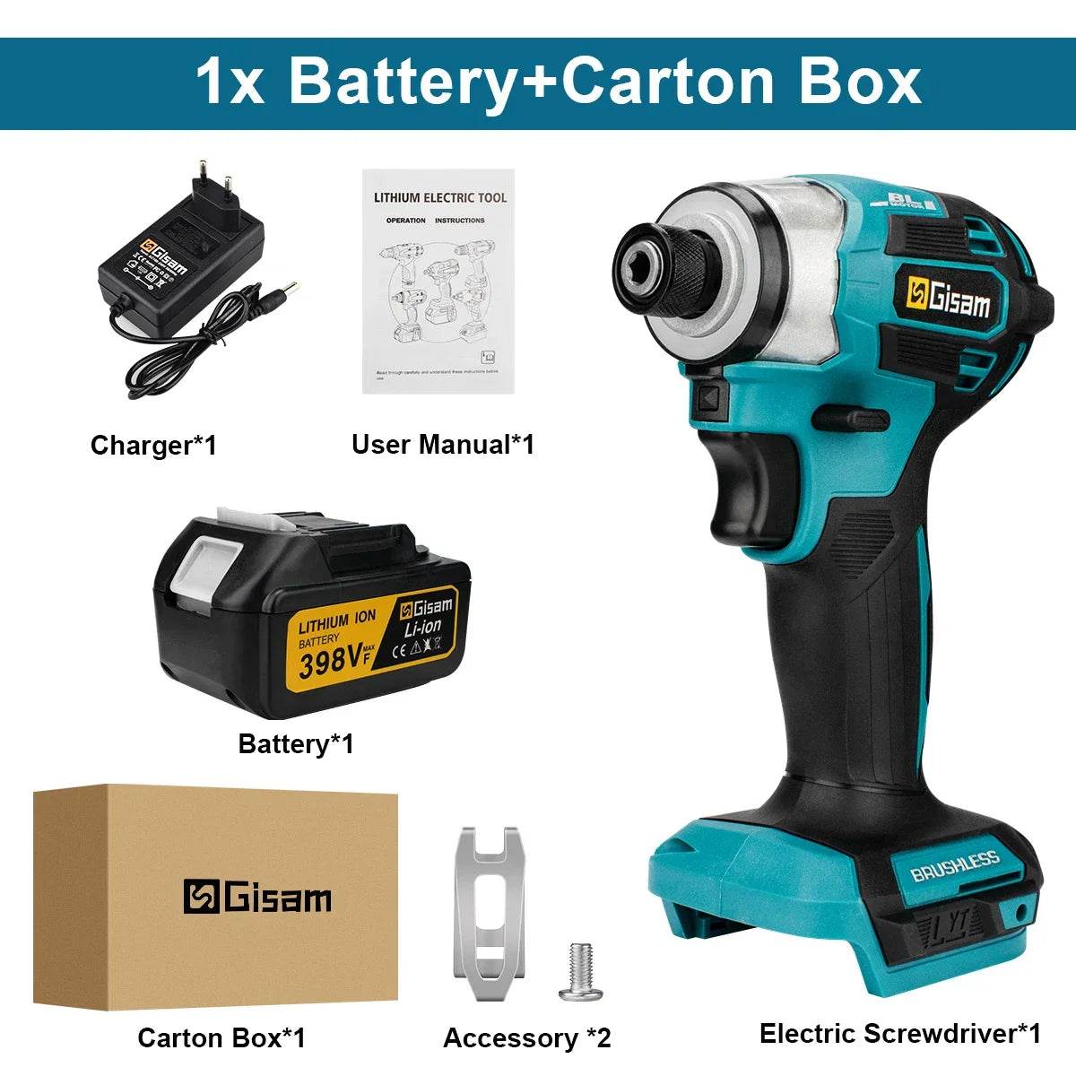 688N.m 8-Speed 1/4'' Brushless Electric Screwdriver Cordless Screwdriver Electric Drill Impact Driver Kit for Makita 18V Battery - Quality Shopping Centre