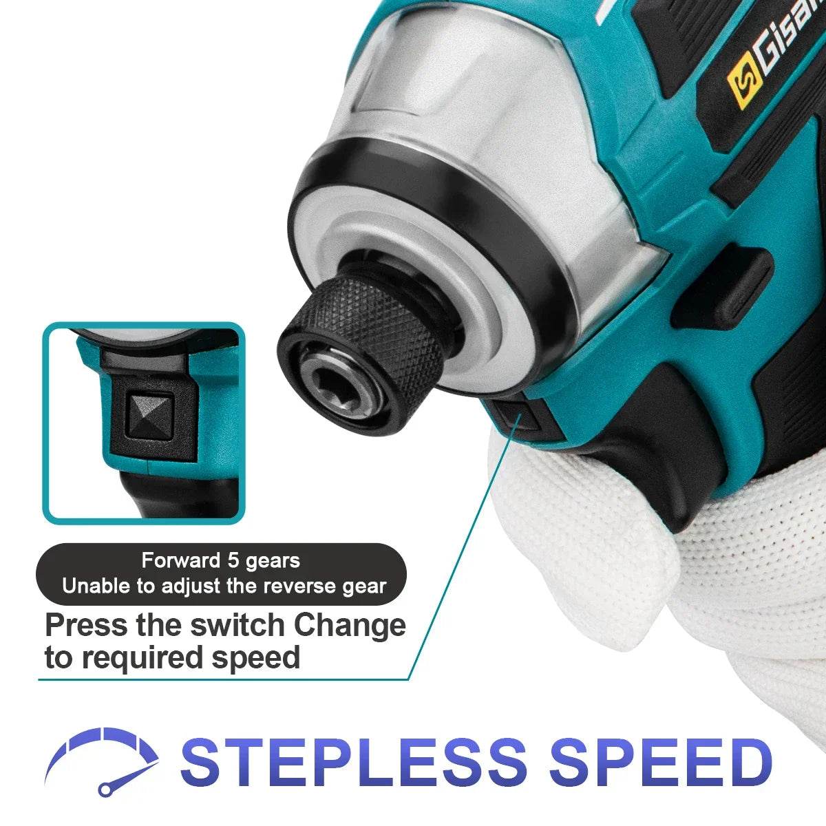 688N.m 8-Speed 1/4'' Brushless Electric Screwdriver Cordless Screwdriver Electric Drill Impact Driver Kit for Makita 18V Battery - Quality Shopping Centre
