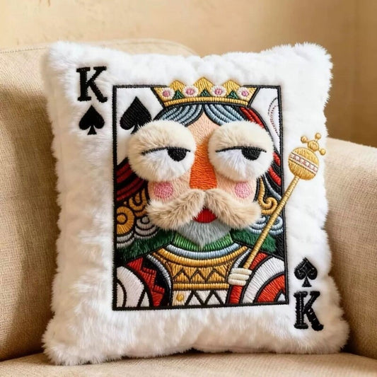 Cartoon Embroidered Square Pillow - Soft Quirky Big Eyes Game Cushion, Decorative Plush Throw Pillow for Home & Bedroom