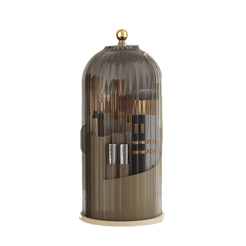 Organisateur de pinceaux de maquillage rotatif, rangement pour rouges à lèvres, boîte de rangement pour cosmétiques de bureau compartimentée et anti-poussière