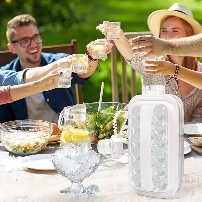 2-in-1 draagbare opvouwbare ijsbalmaker-fles, siliconen vriesvorm & waterfles voor cocktails, reizen, sportschool