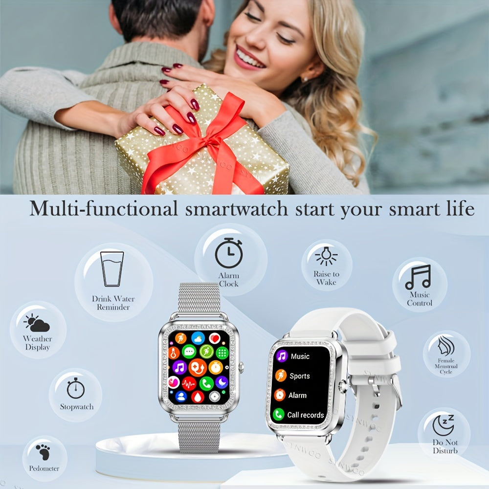 Luxury Stainless Steel Smart Watch For Women 200+ Free Watch Faces Multiple Sports Modes Activity Sleep Monitor Pedometer Lady Smartwatch For Ios Android, Best Gifts For Girlfriend, Mother, Wife, Sister