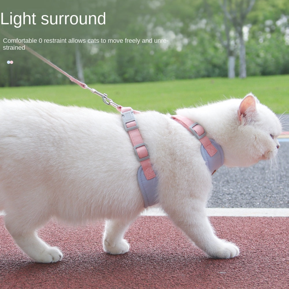 Adjustable Mesh Cat Chest Harness Anti Escape Walking Leash Set