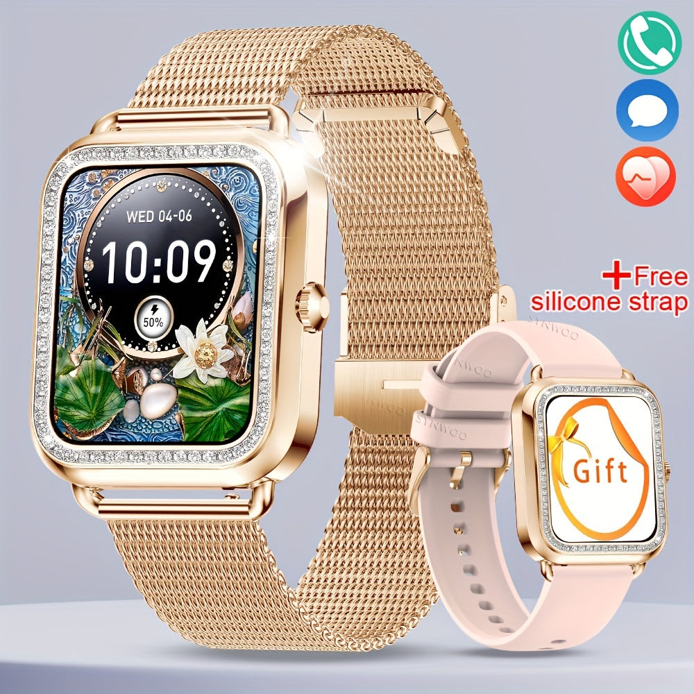 Luxury Stainless Steel Smart Watch For Women 200+ Free Watch Faces Multiple Sports Modes Activity Sleep Monitor Pedometer Lady Smartwatch For Ios Android, Best Gifts For Girlfriend, Mother, Wife, Sister