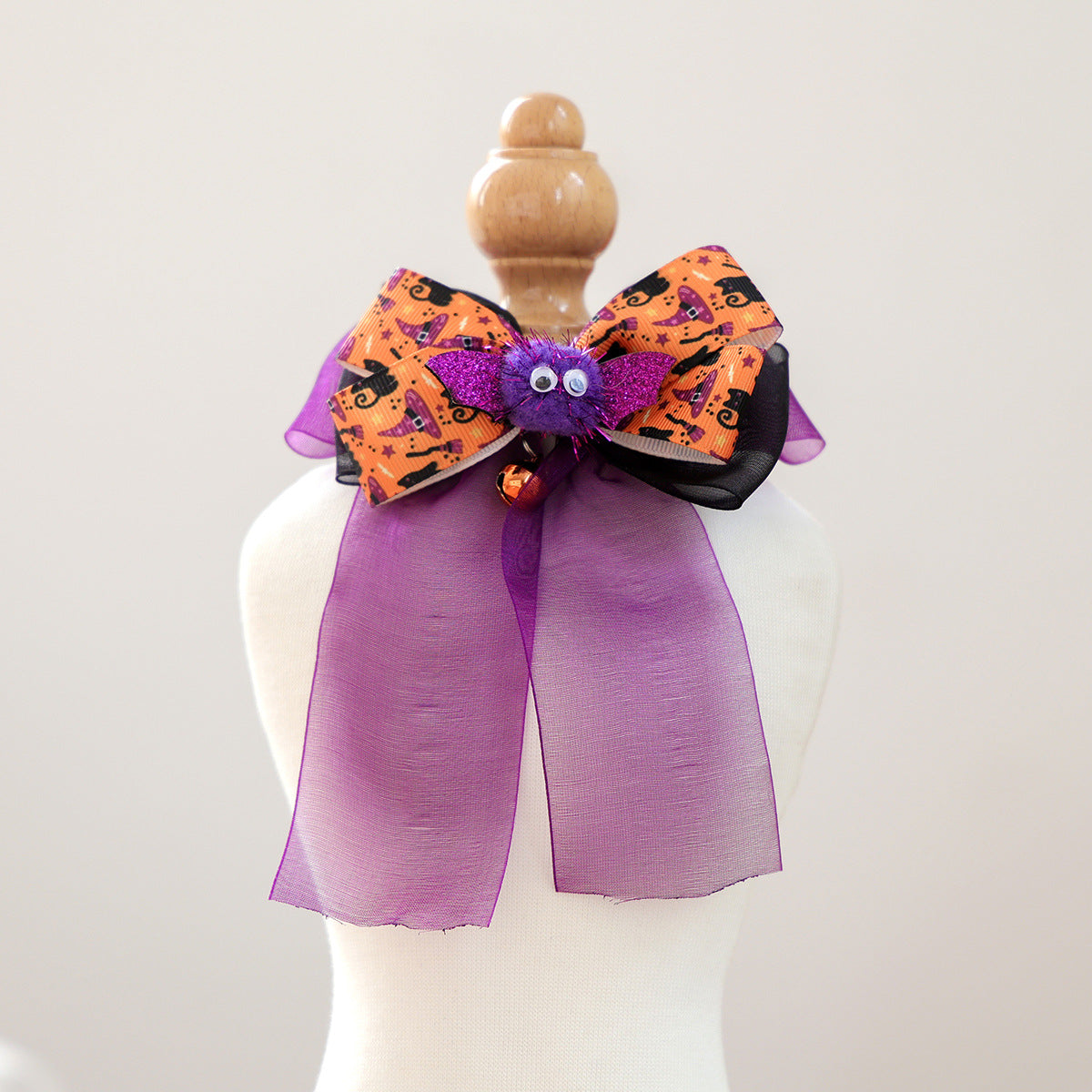 Pet Dog Cat Halloween Fluffy Ball Bat Ribbon Bow Neck Scarf Pet Accessories