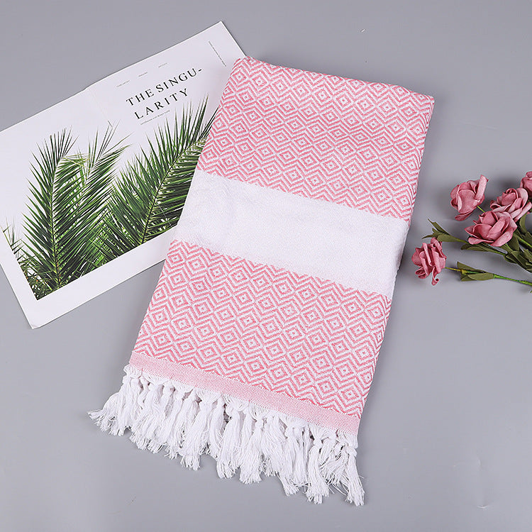 Serviette de plage turque rayée à franges, séchage rapide, grande taille, en coton, styles variés, vente en gros