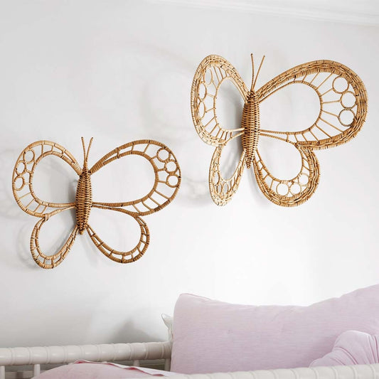 Scandinavian Style Woven Decorative Grass Butterfly Wall Hanging for Home, Hotel, Photo Props and Interior Decoration