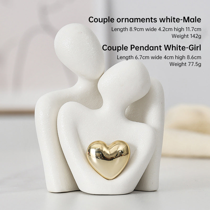 Ceramic Couple Figurine Newlywed Home Decor Desktop Shelf Ornament