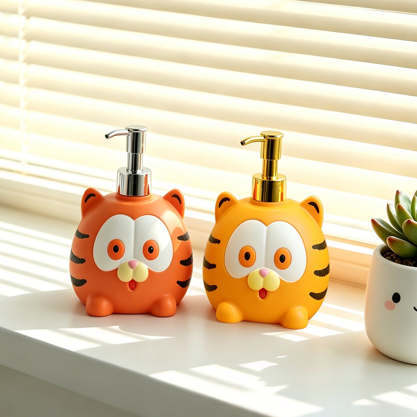 Cute Garfield Cat Pump Bottle for Liquid Soap, Hand Soap Dispenser, Bathroom &amp; Kitchen Cleaner Refill Bottle