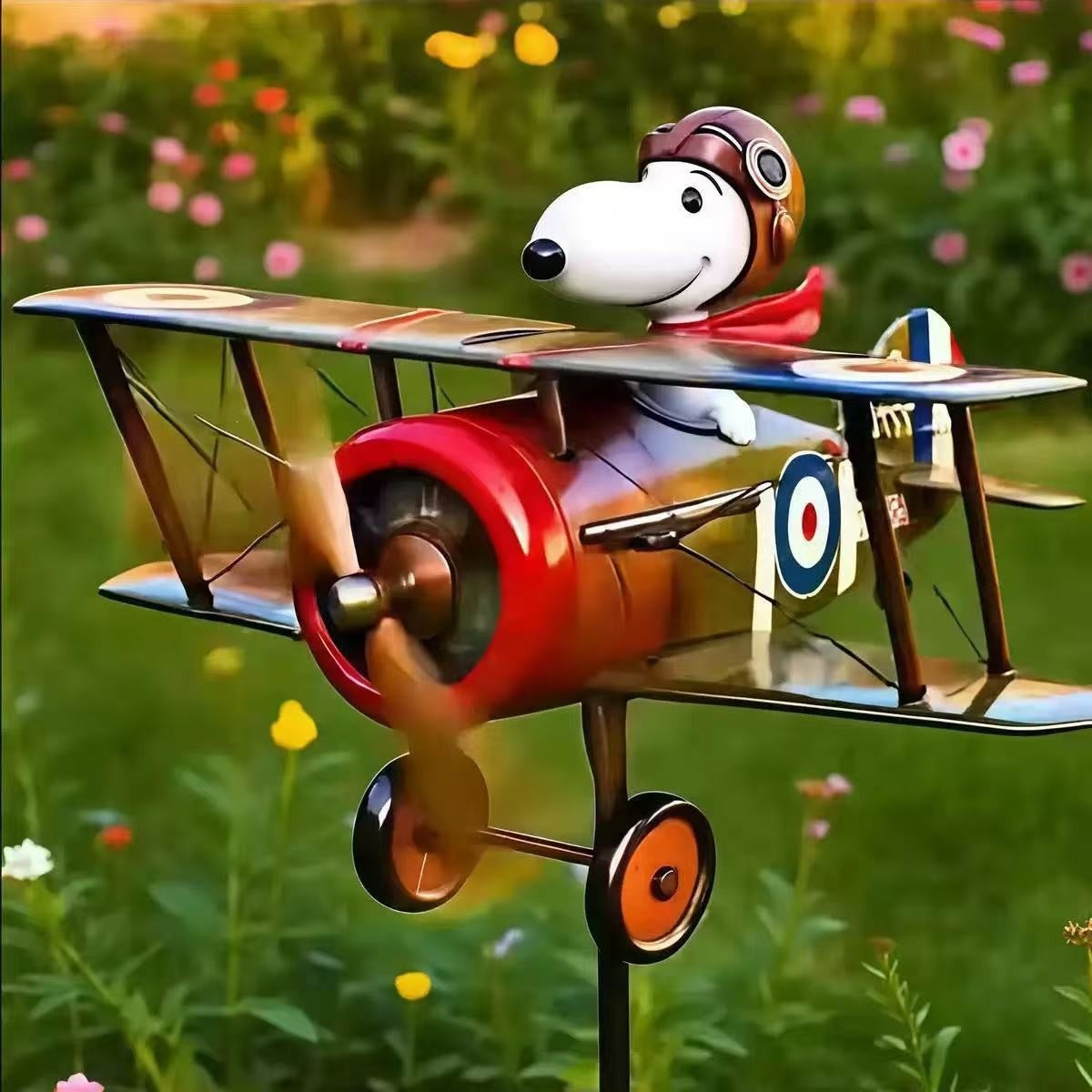 Metalen windmolen Pilot Snoopy voor in de tuin, tuindecoratie voor buiten