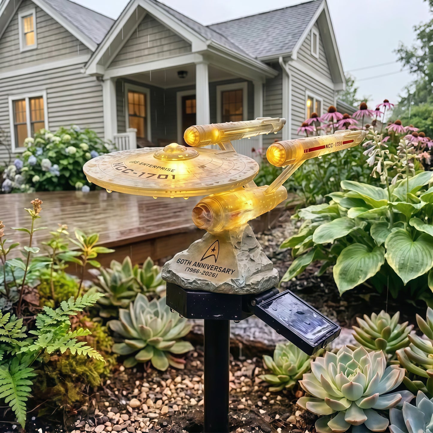 Spaceship gorilla resin solar panel funny outdoor courtyard garden resin lamp decoration