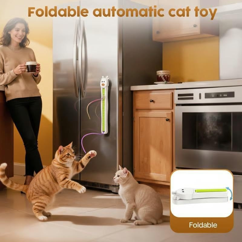 Auto Motion Flying Rope Cat Toy Durable Abs Design Interactive Fun