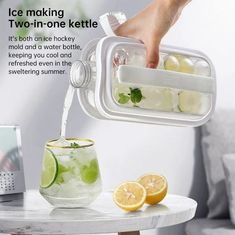 2-in-1 draagbare opvouwbare ijsbalmaker-fles, siliconen vriesvorm & waterfles voor cocktails, reizen, sportschool