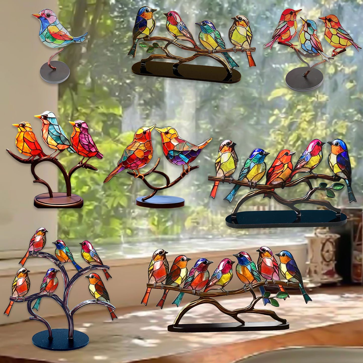 Zibi Acrylic Bird And Flowers Christmas Home Decor Ornament