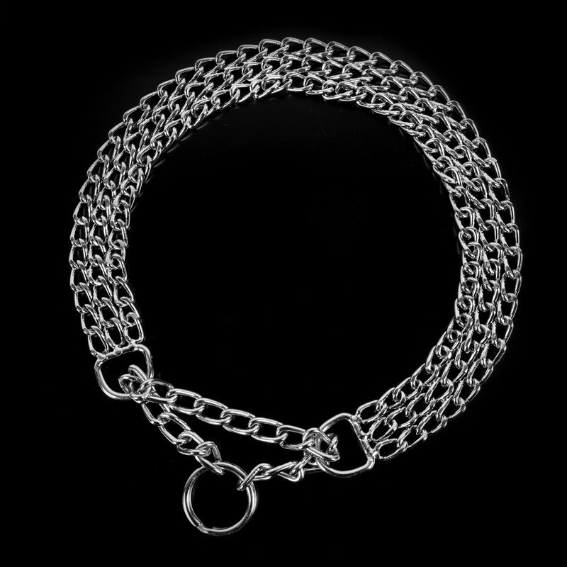 Silver Double Row Telescopic Chain Dog Training Collar