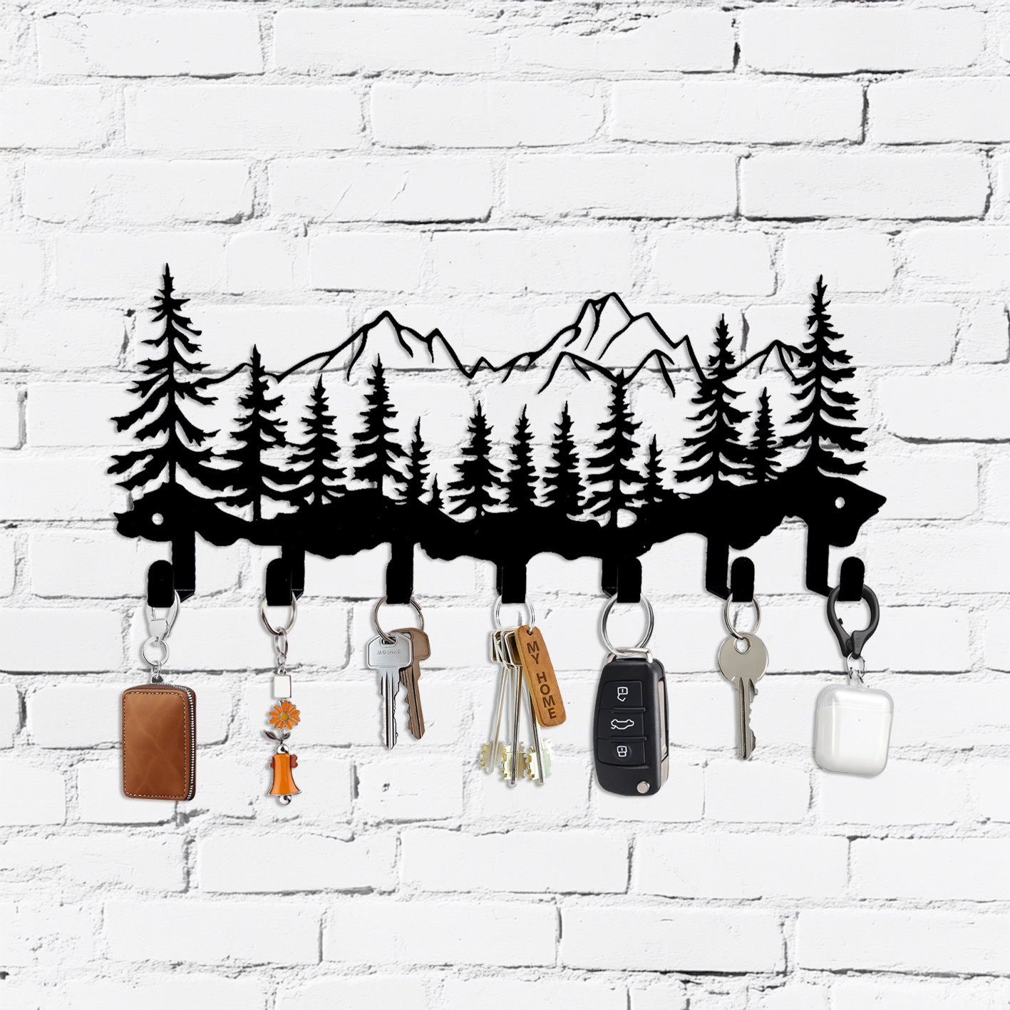 Iron Art Mountain and Tree Hook Home Key Storage Towel Rack Door Back Creative Storage Hook Strip