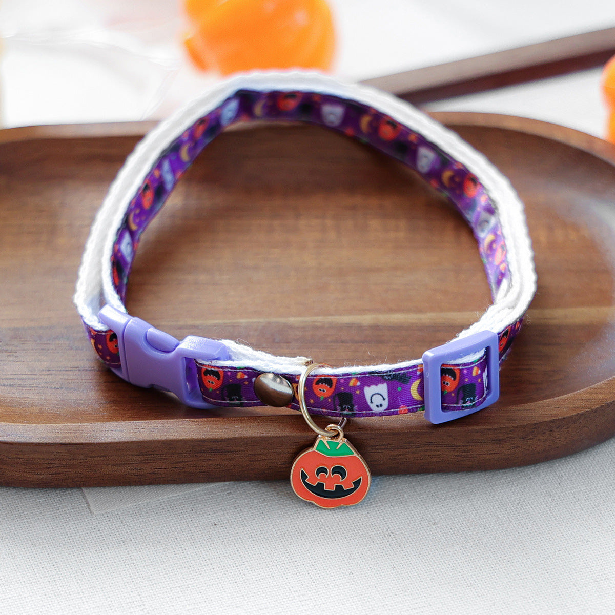 Pet Halloween Pumpkin Head Collar Cartoon Neckwear for Dogs and Cats, Small Dog Accessories