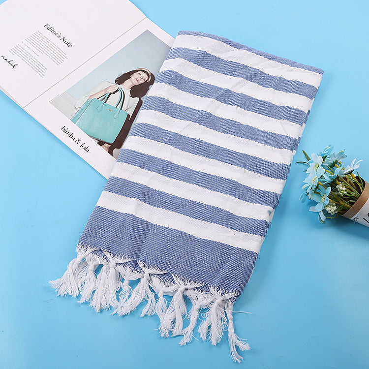 Serviette de plage turque rayée à franges, séchage rapide, grande taille, en coton, styles variés, vente en gros