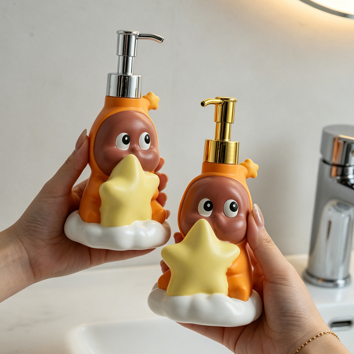 Drukpompje voor handdesinfectiemiddel voor in de badkamer