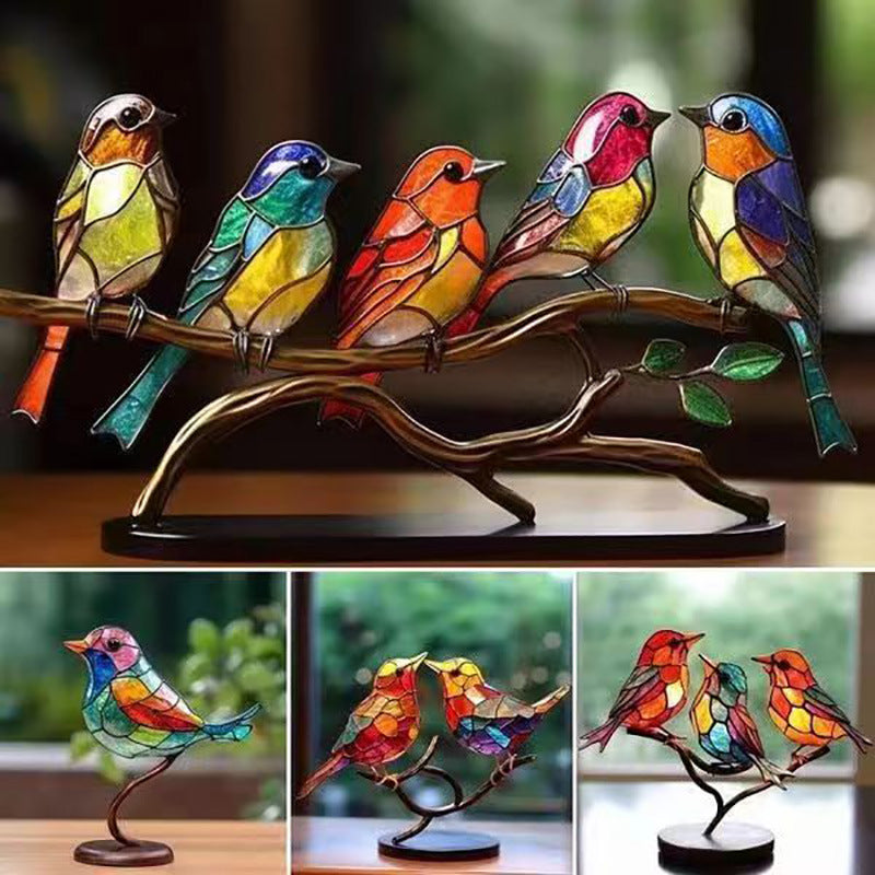 Zibi Acrylic Bird And Flowers Christmas Home Decor Ornament