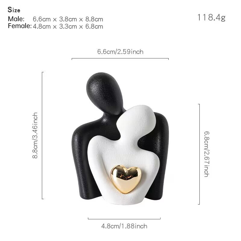 Ceramic Couple Figurine Newlywed Home Decor Desktop Shelf Ornament