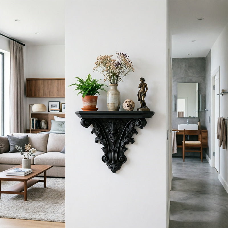 Étagère flottante gothique imprimée en 3D, Décoration murale créative sculptée, Support de plantes rétro pour salon et décoration intérieure
