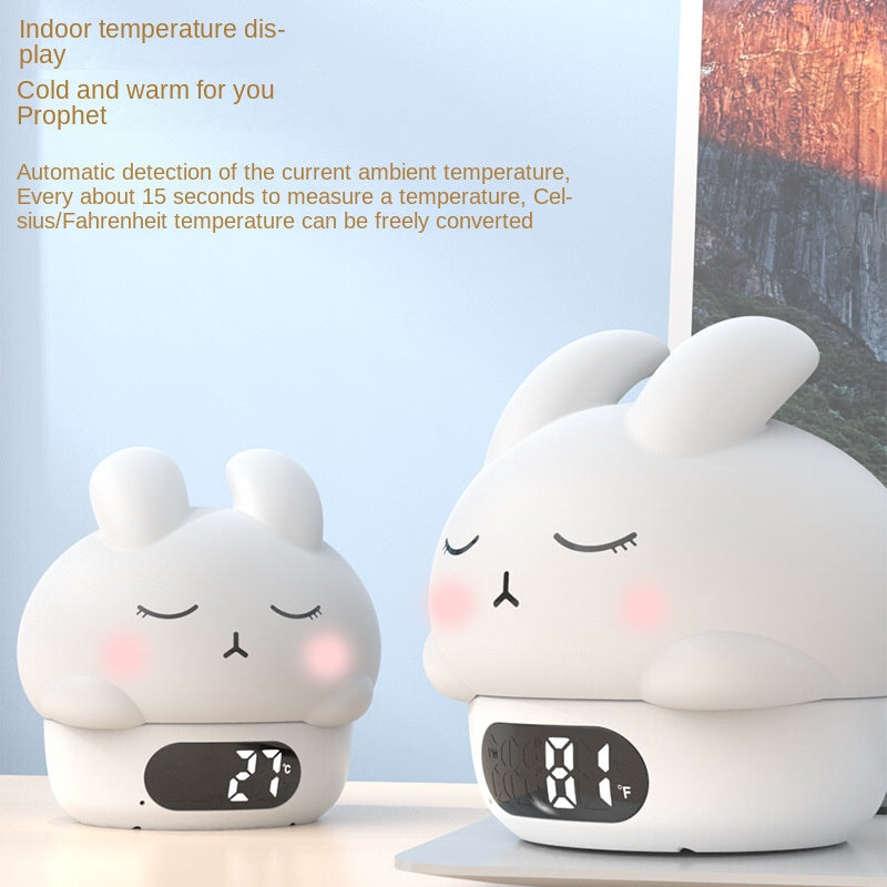 Cute Bunny Glow In The Dark Digital Alarm Clock Night Light