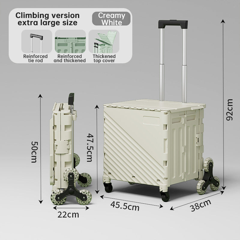 Opvouwbare transportwagen met deksel – Rolbare opbergwagen voor boodschappen, reizen & buitenactiviteiten