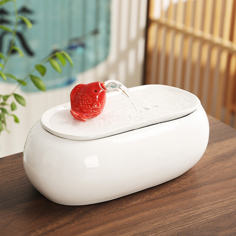 Wealth-Bringing Flowing Water Ornament, Ceramic Mini Desktop Decoration for Living Room