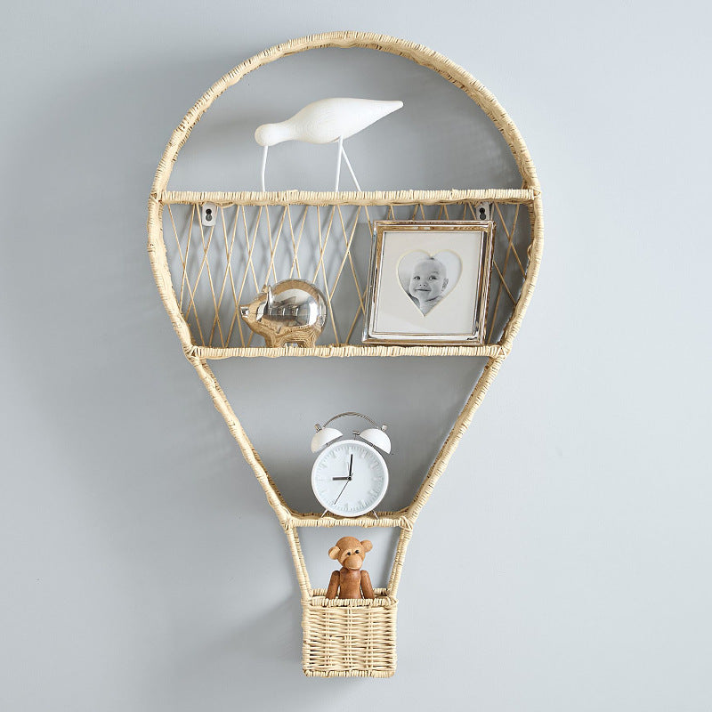 Nordic stijl geweven wandopbergrek, decoratief opbergrek in de vorm van een heteluchtballon, opbergmand voor in huis