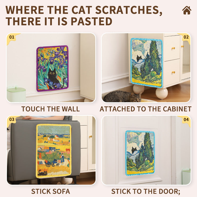 Cats Scratch Board Jute Vertical Wall-Mounted Cat Scratcher Durable Non-Shedding Pet Cat Claw Board