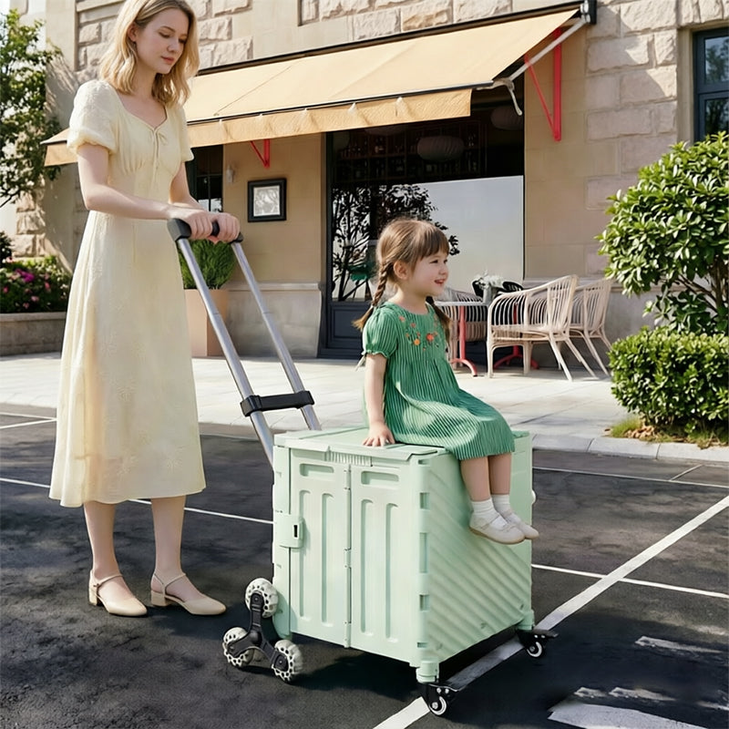 Opvouwbare transportwagen met deksel – Rolbare opbergwagen voor boodschappen, reizen & buitenactiviteiten