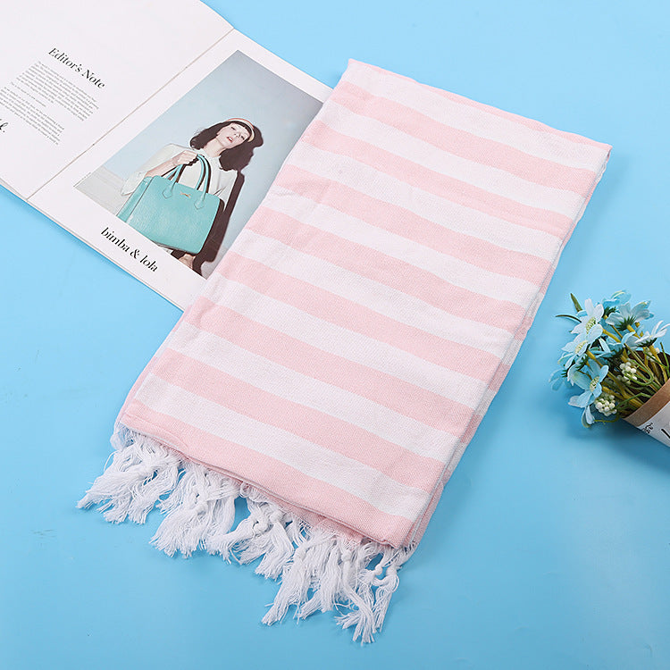 Serviette de plage turque rayée à franges, séchage rapide, grande taille, en coton, styles variés, vente en gros