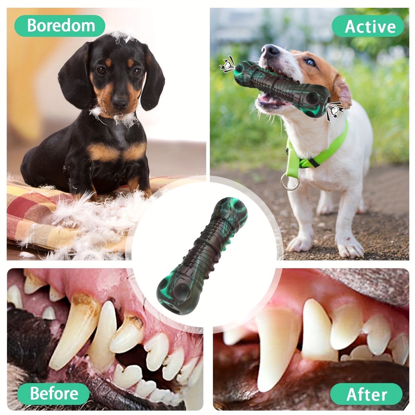 Dog Toys, Indestructible Tough Squeaky Dog Chew Toy Toothbrush Dental Care Supply