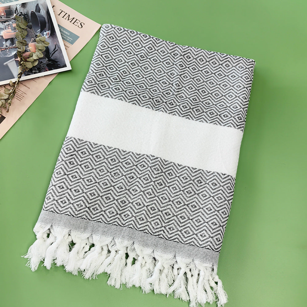 Serviette de plage turque rayée à franges, séchage rapide, grande taille, en coton, styles variés, vente en gros