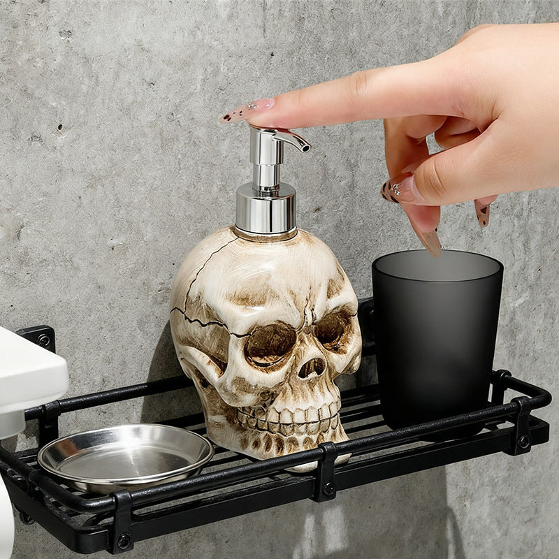 Badkamerdispenser met schedelontwerp, zeepfles met pomp, navulfles voor douchegel, decoratief ornament