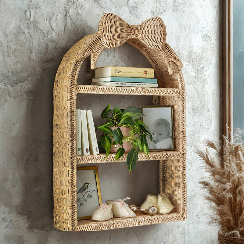 Panier de rangement tressé en forme de papillon, décoration murale, étagère, ornement suspendu pratique pour chambre d'enfant et maison d'amis, décoration tressée
