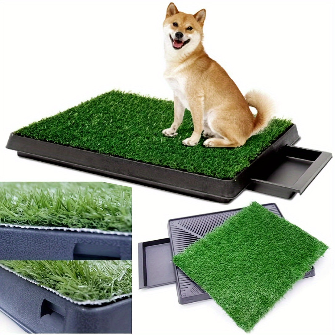 Dog Litter Box with Grass - Washable Puppy Mat, 63 x 50cm Reusable Training Pad for Small to Medium Dogs - Quality Shopping Centre