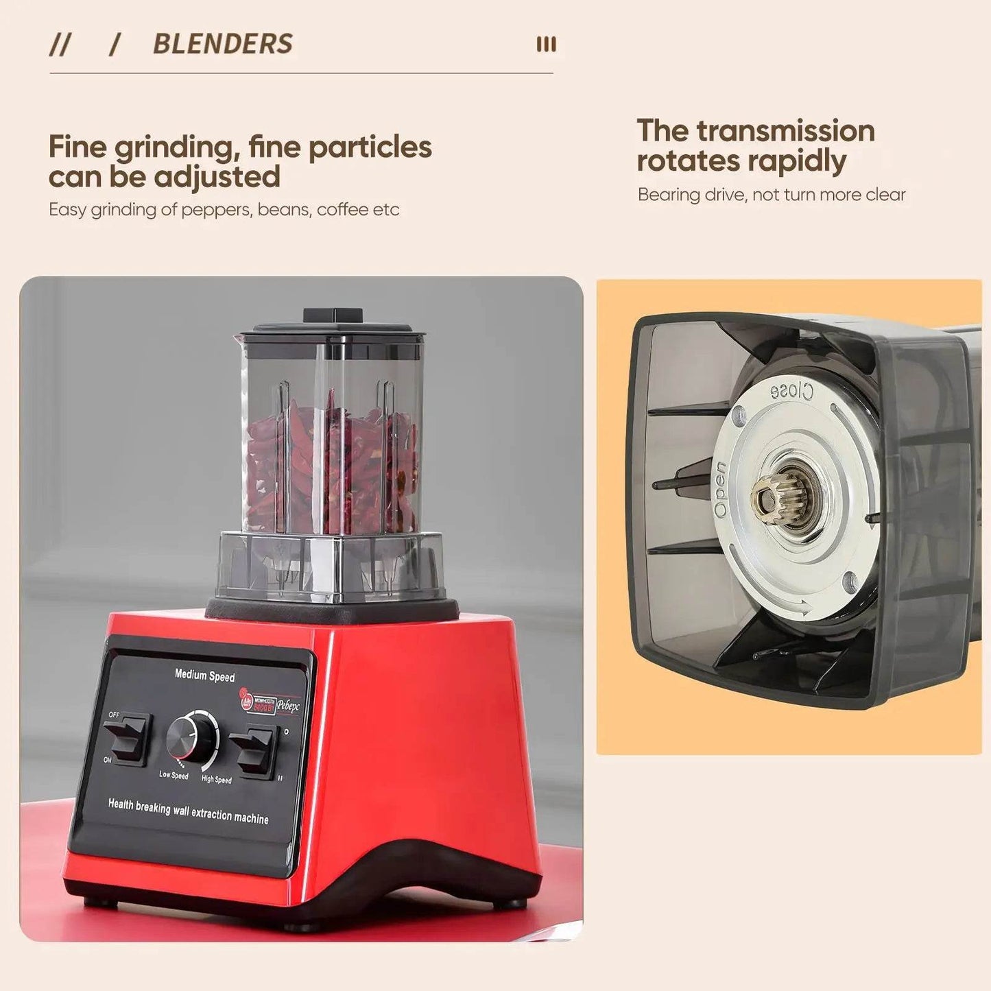 9500W Powerful Blender Mixer Juicer Smoothie Maker Table Blenders 3L Container Food Processor Blender Mixer for Ice Nut Fruit - Quality Shopping Centre