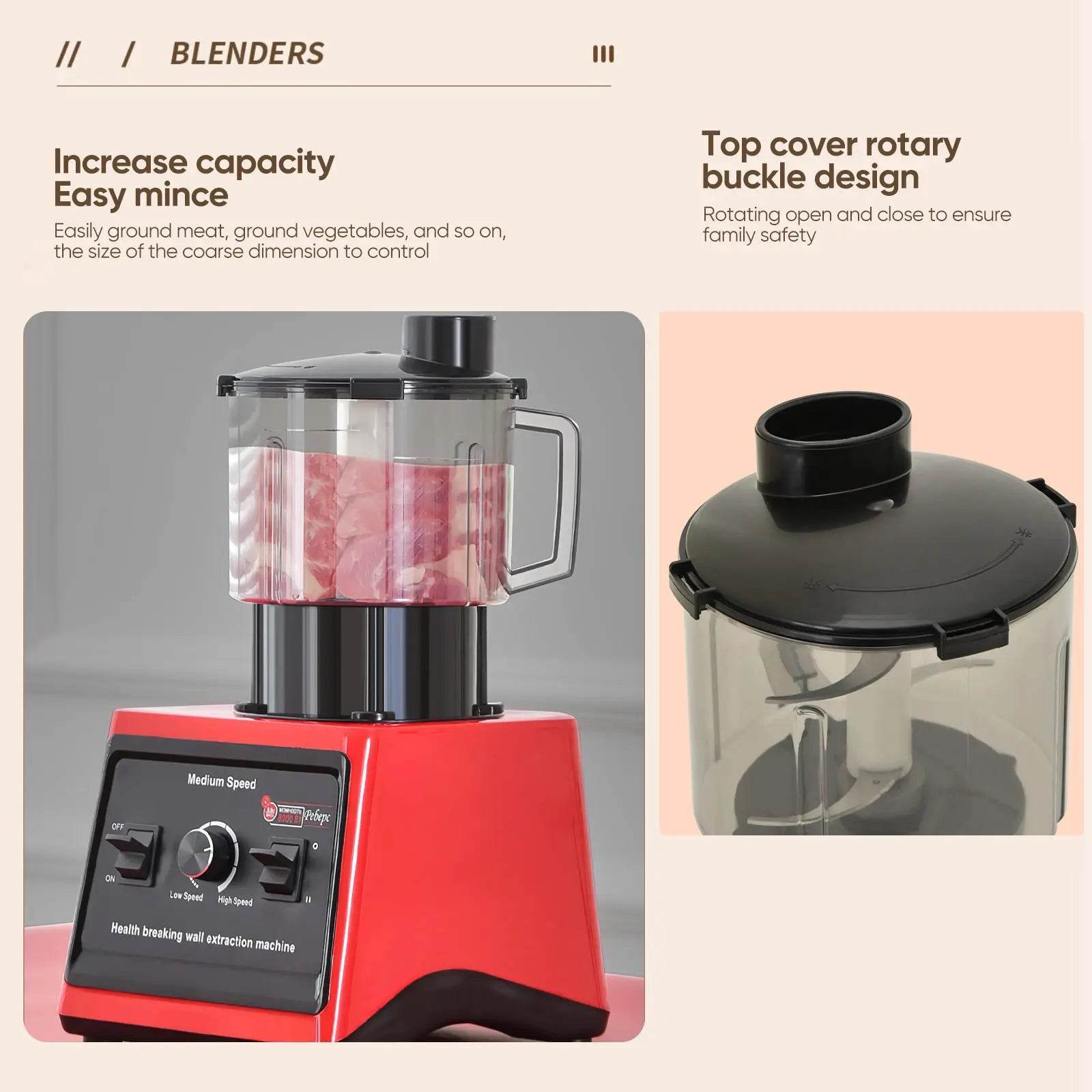 9500W Powerful Blender Mixer Juicer Smoothie Maker Table Blenders 3L Container Food Processor Blender Mixer for Ice Nut Fruit - Quality Shopping Centre