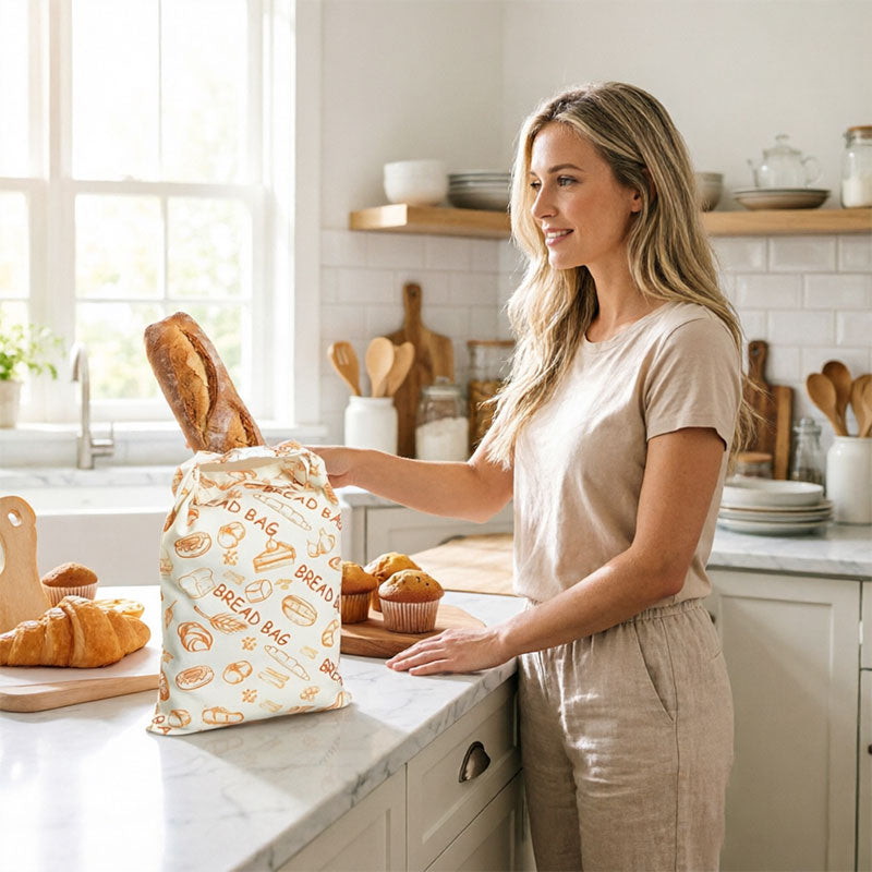 Reusable Beeswax Bread Bags – Natural Beeswax-Lined Cotton Bags for Freezer & Fridge Storage