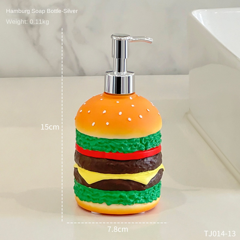 Distributeur de savon liquide de haute qualité en forme de burger pour gel douche, savon pour les mains, shampoing et accessoires de bain