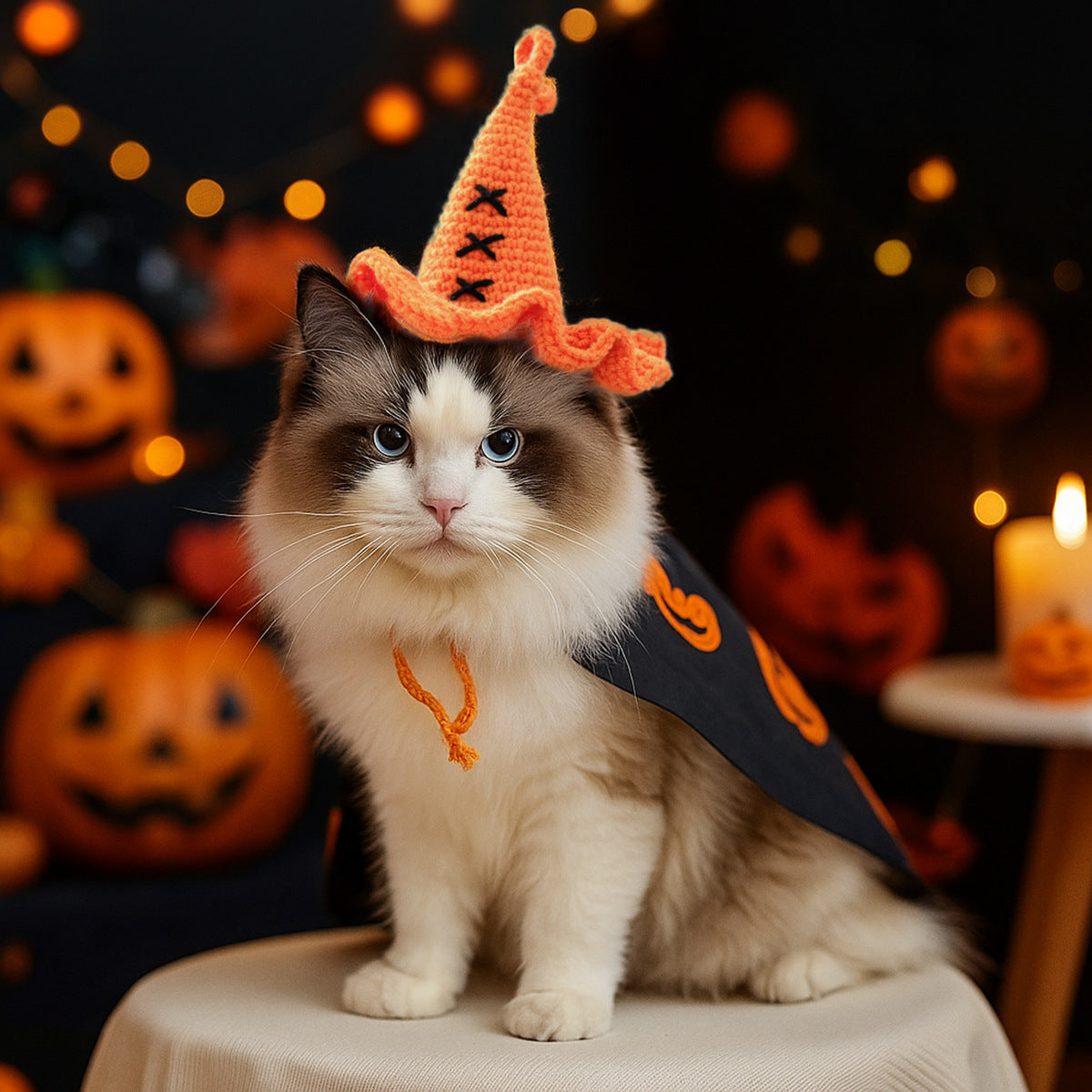 Cute Embroidered Wizard Hat For Dogs Halloween Knitted Costume