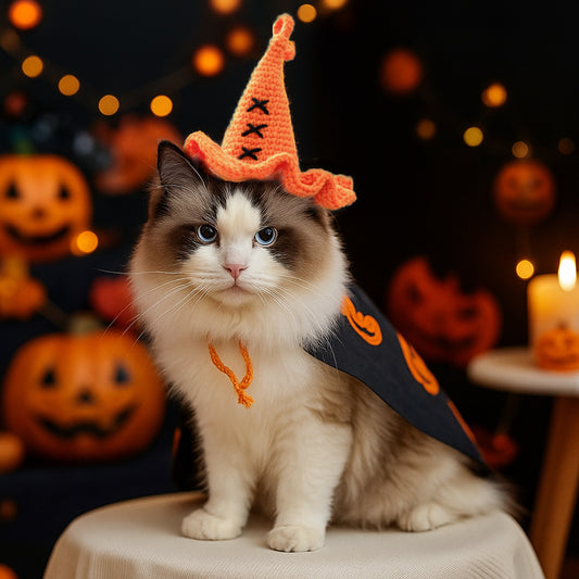 Cute Embroidered Wizard Hat For Dogs Halloween Knitted Costume