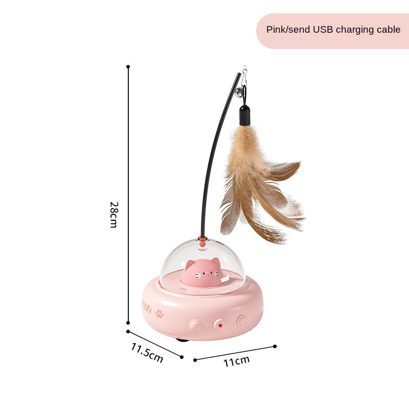 Smart Rechargeable Electric Cat Toy With Automatic Feather Wand For Pets