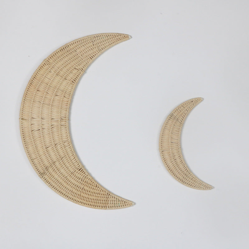 Nordic stijl geweven maanvormige wandhanger, handgemaakte weefkunst decoratie voor muur en fotografie-rekwisieten